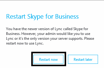 restart skype for business error