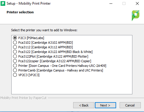 select mobility printer